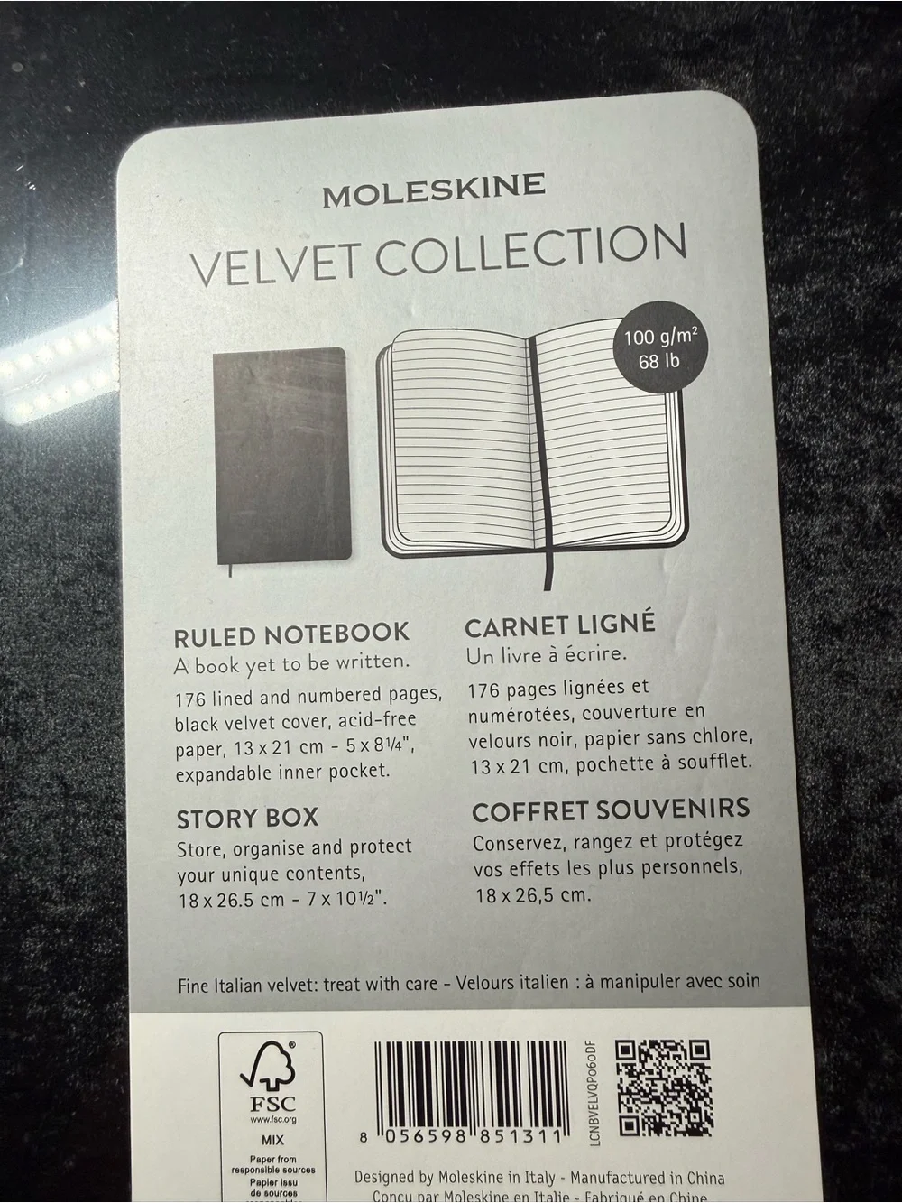 Moleskine Velvet Collection Ruled Notebook - Black Velvet